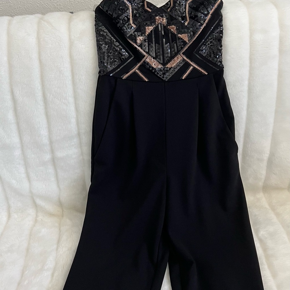 Express Black Sequence Jumpsuit - image 1